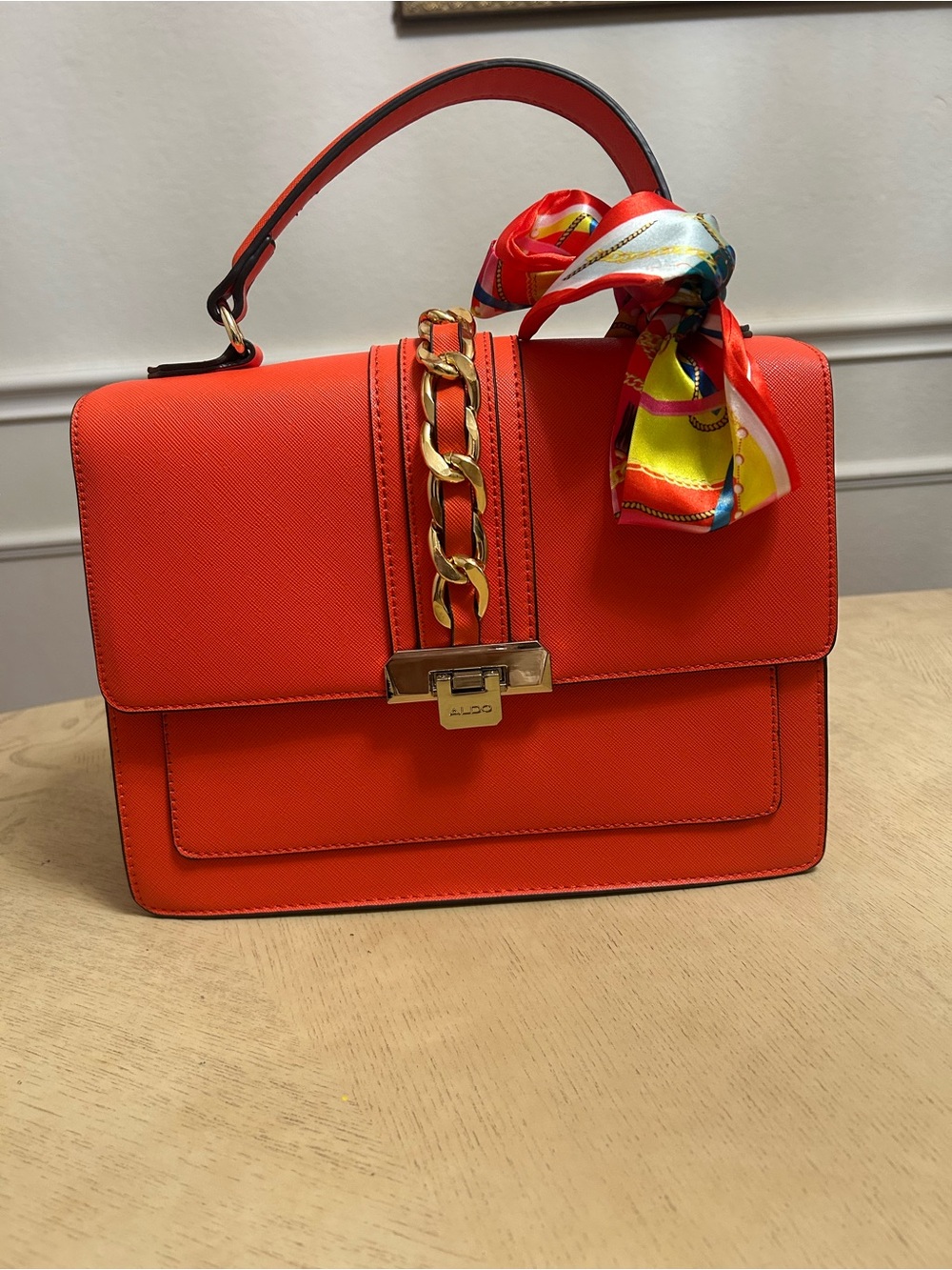 ALDO Orange Top-Handle Chain Satchel